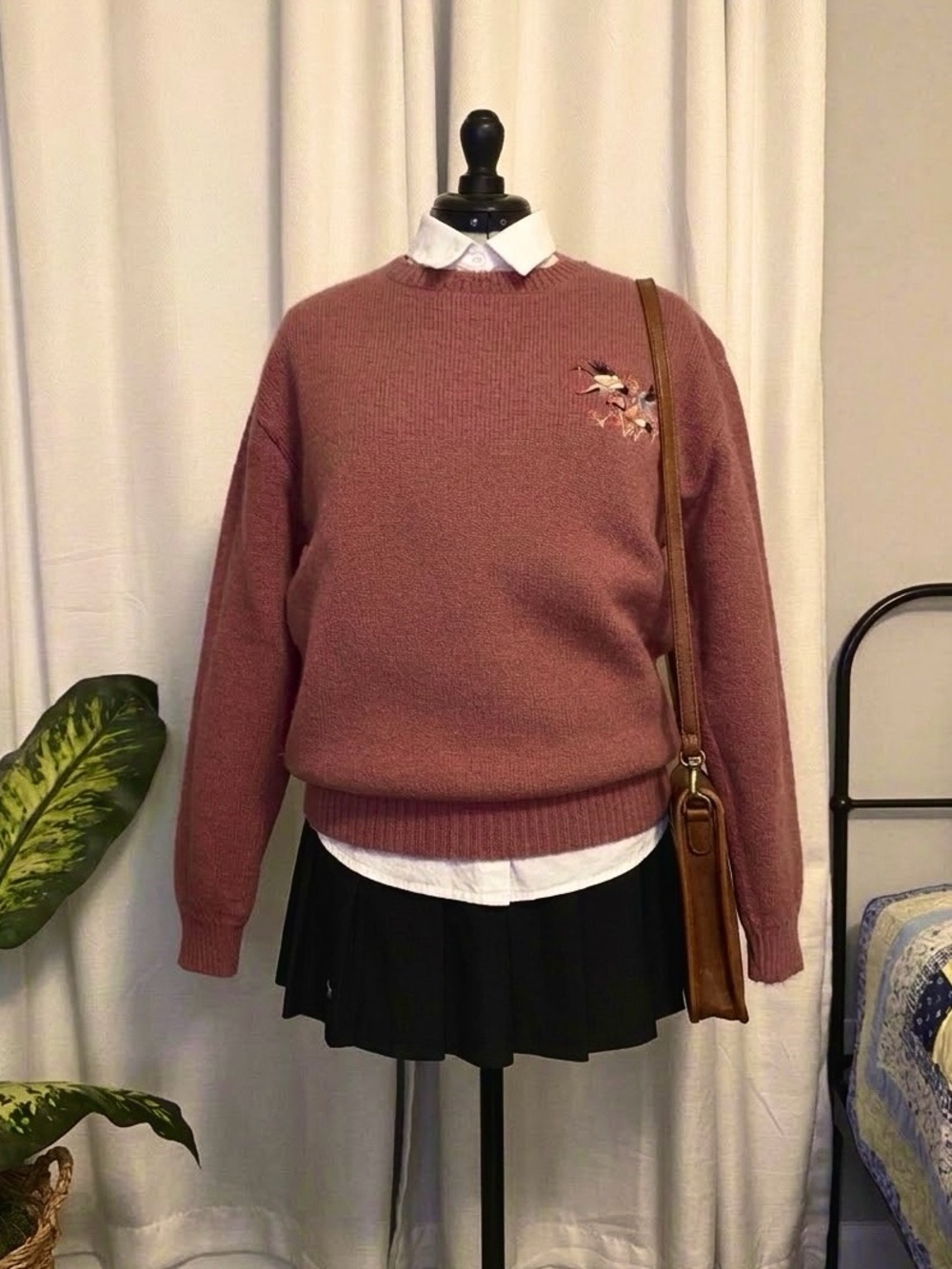 Vtg 80s 90s Flying Scotsman Mallard Duck Knit Sweater XL Dusty Rose Made in USA